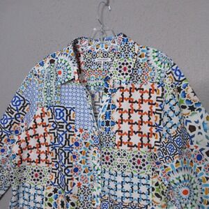 Foxcroft Top Plus 16W Colorful Button Up Mary Intertwine Artsy Career‎ Corp Core